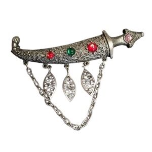 Vintage Hollycraft Jeweled Sword Brooch